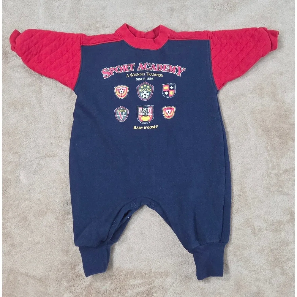 Vintage Baby B'Gosh Sport Academy size 6/9 months Blue red Quilted Cotton